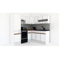 Bucatarie de Colt GENA NEW 8 DR. 180-210, Fara Corp de Cuptor, Alb / Alb